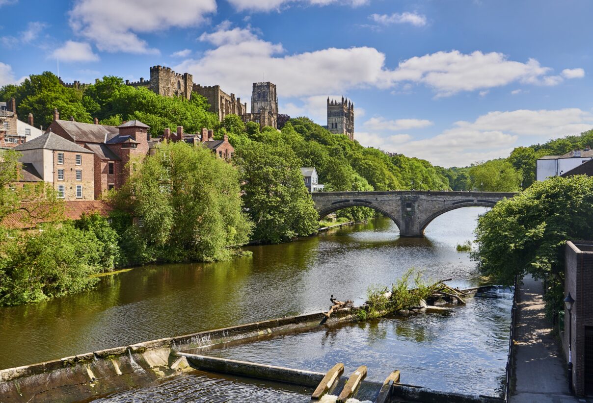 A view of Durham Catherdral, Durham Castle from across the river Wear